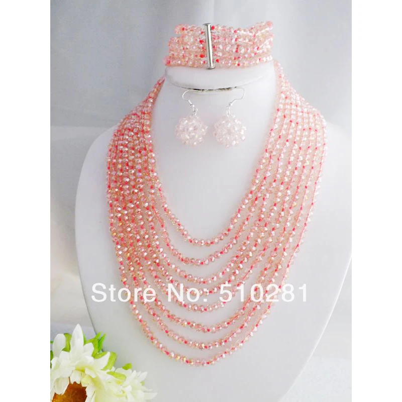 6MM crystal necklace/bracelet/earring set. Dress up fashionable women. Classic jewelry