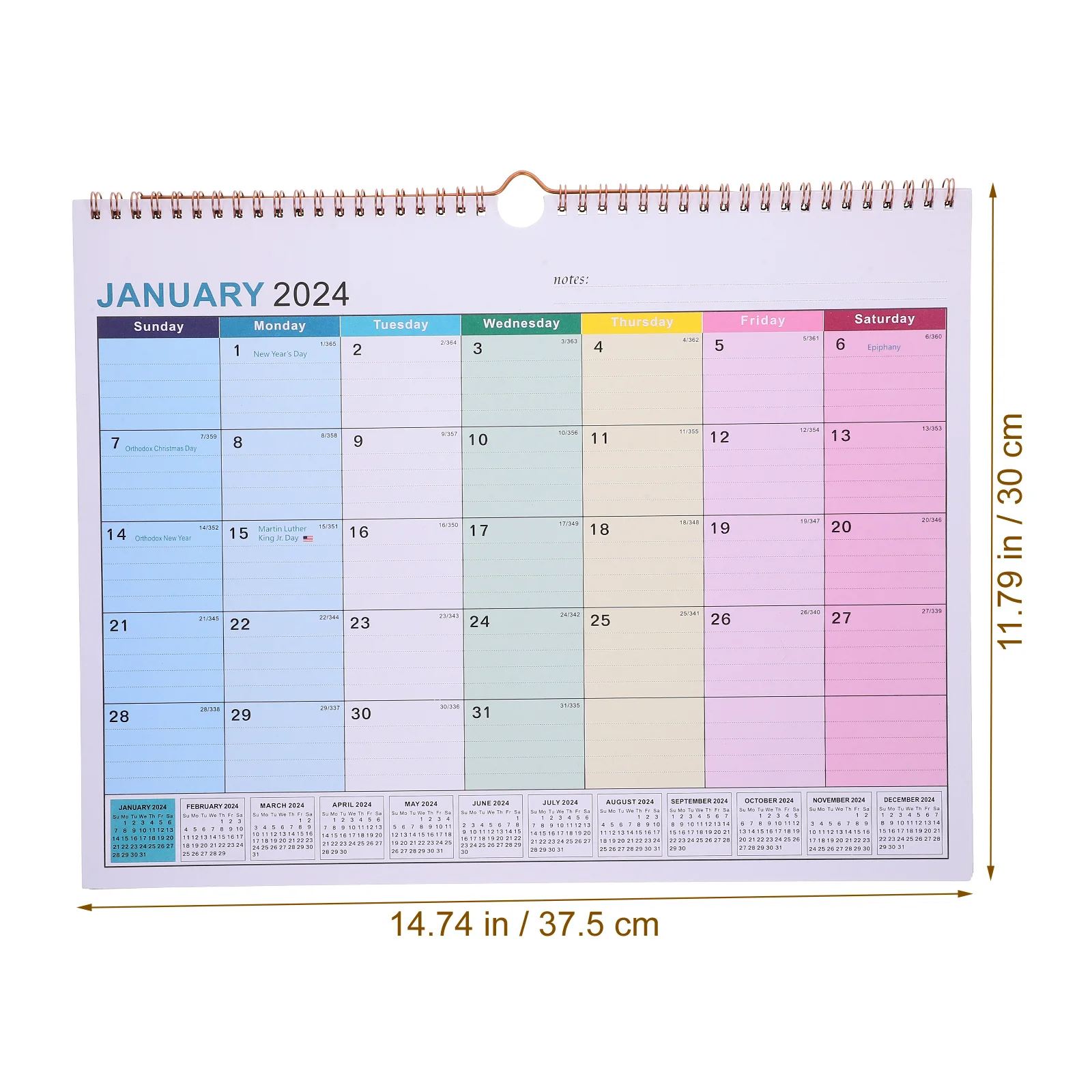 2024-2025 Wall Calendar English Monthly Hanging Calendar Large Size for Home Office Daily Use Holiday Appointment Countdown