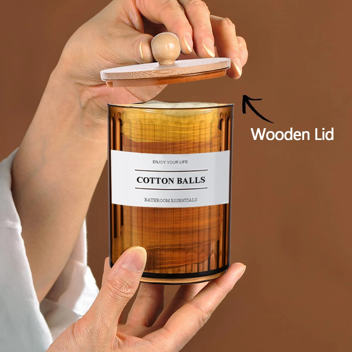 2/3PCS Amber Bathroom Jars with Tray Vanity Office Use Storage Jar Cotton Balls,Clips,Sponges,Floss Pick Apothecary Jars