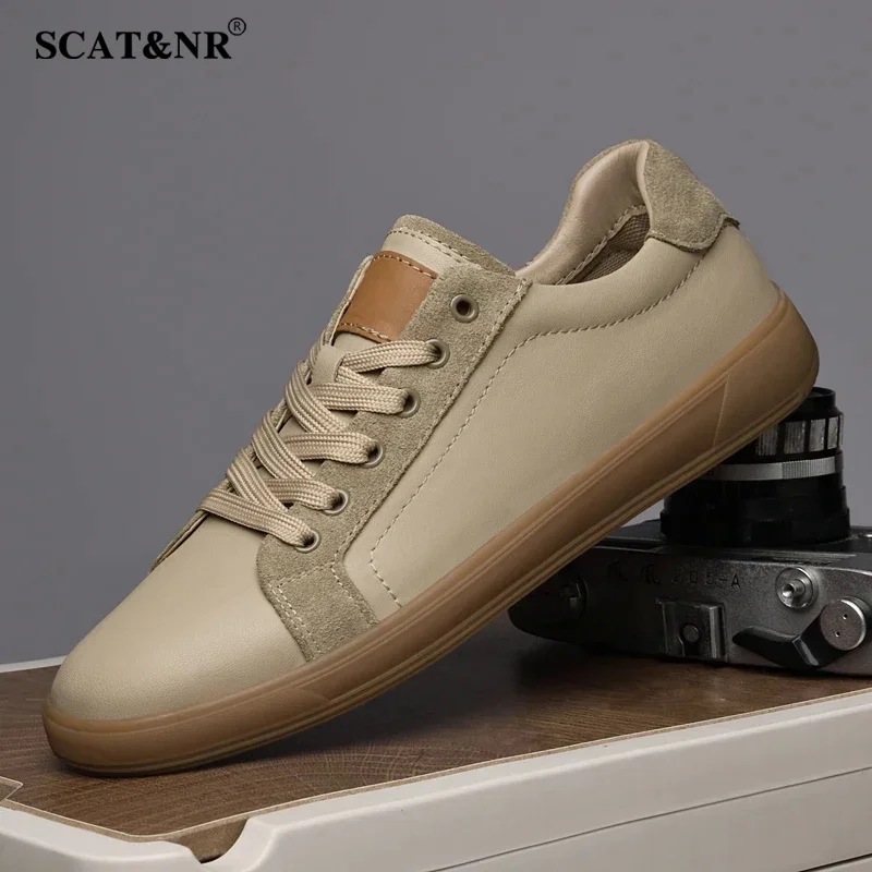 Genuine leather men casual footwear skateboarding shoes luxury brand sneakers versatile sports shoes simple male luxury shoes image 4