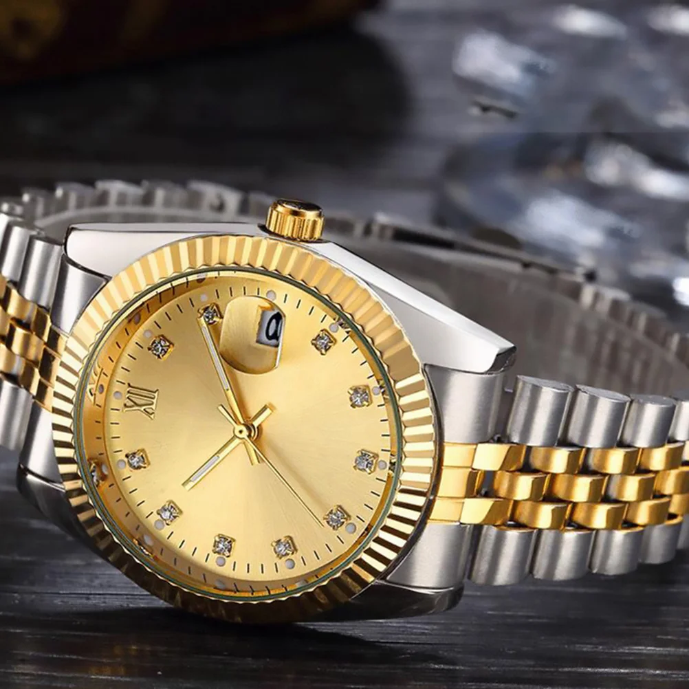 

2Pcs Night Watch Fashionable Quartz Wristwatch Men Women Unisex Design Golden Simple Durable Gift