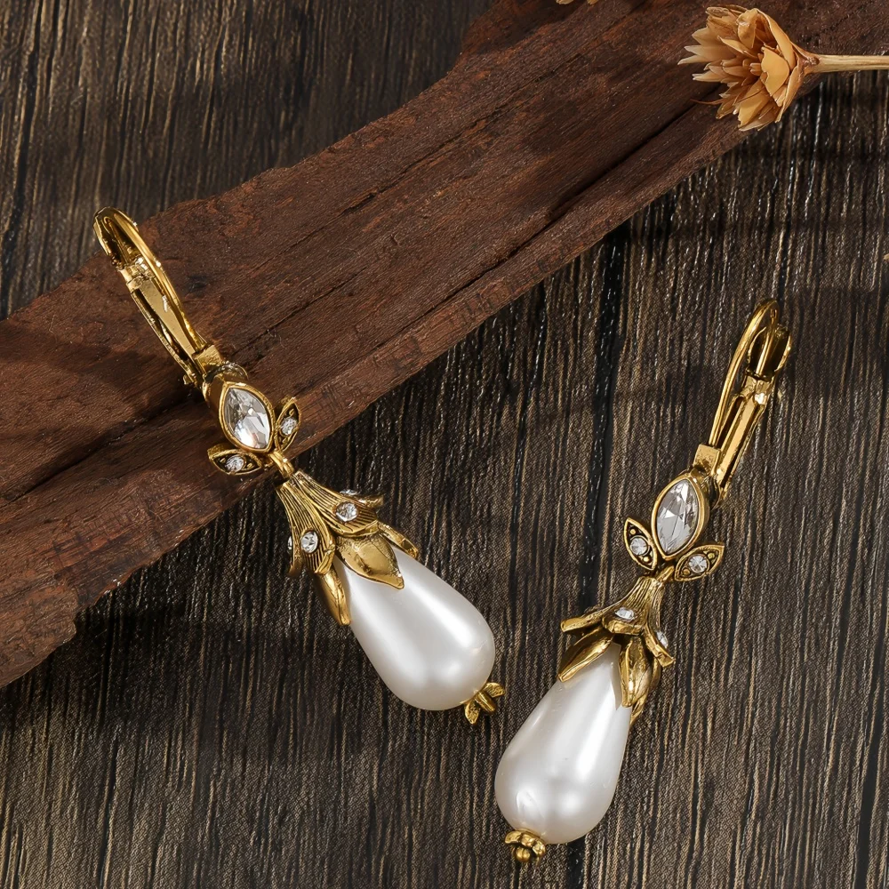 Vintage Inlay Pearls Dangle Earrings For Women Party Birthday  Custom Jewelry