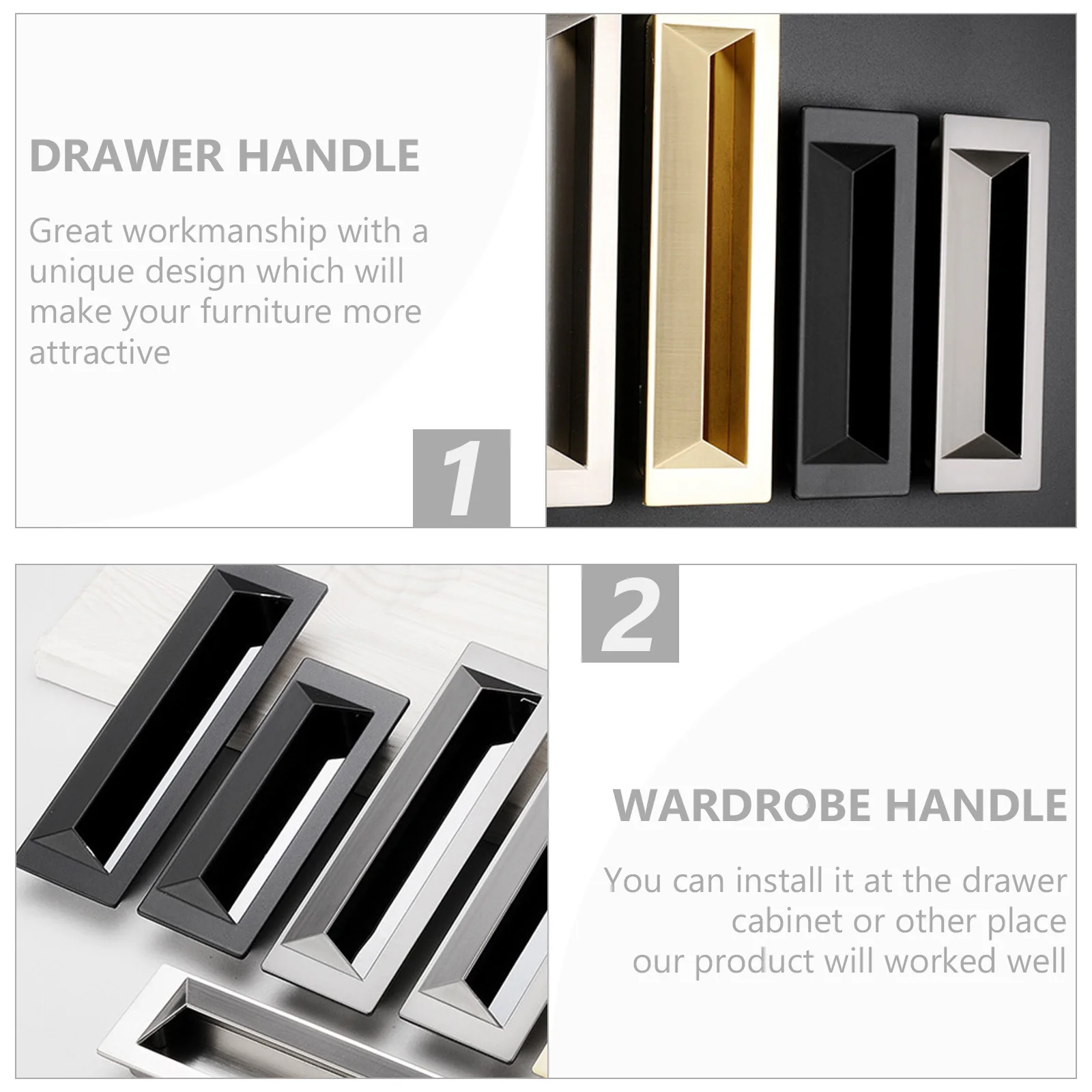 

5pcs Inserted Drawer Handle Durable Invisible Cabinet Pull For Wardrobe Cupboard Furniture Hardware Replacement