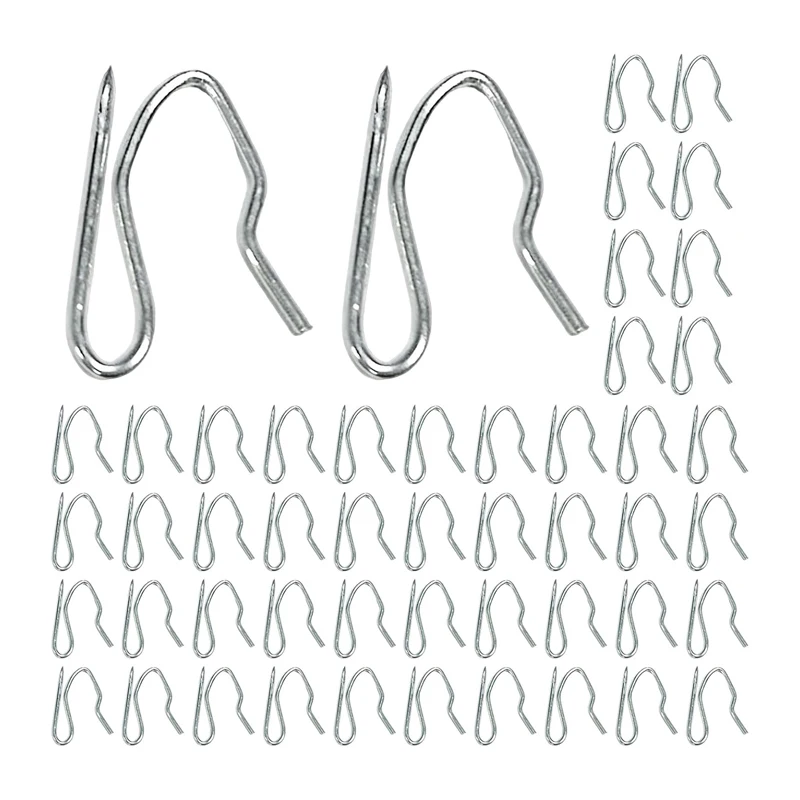 50Pcs Curtain Hooks Heavy Duty Metal Pin Hook Curtain Pin Hook Set for Pencil Pleat Curtains Tracks Rings and Rails Curtain Tool