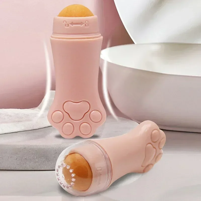 1pc Cat Paw Volcanic Stone Oil Absorber Facial Oil Washable Removing Makeup Tool  Face Oil Absorbing Roller Skin Care Tools Pink