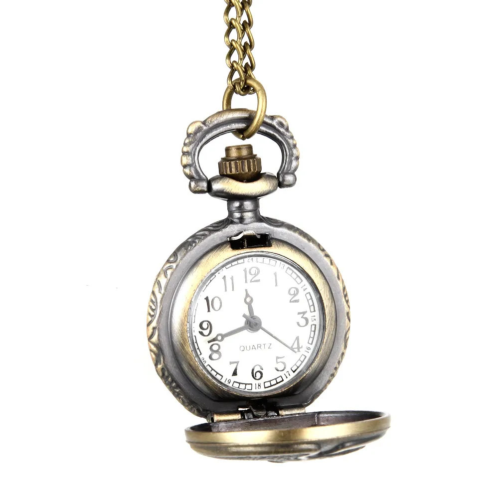 Fashion Men Women Vintage Quartz Pocket Watch Alloy Antique Eagle Wings Pattern Necklace Pendant Chain Clock Gifts LL@17