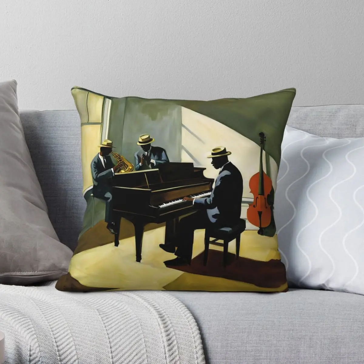 The Jazz Room Pillowcase Polyester Linen Velvet Printed Zip Decorative Pillow Case Home Cushion Cover 18