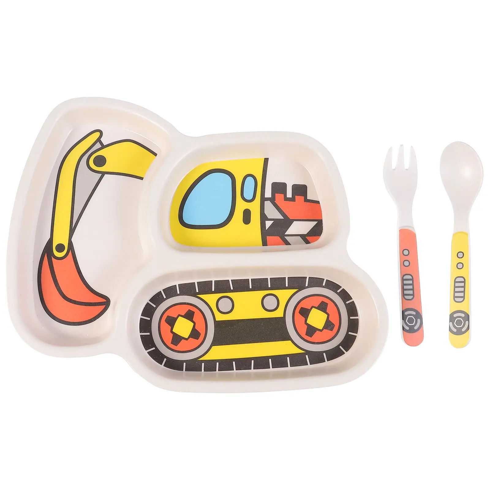 

Children Compartment Plate Baby Feeding Set Cartoon Bamboo Fiber Resin Durable Kids Tableware Kit Household Dining Decor