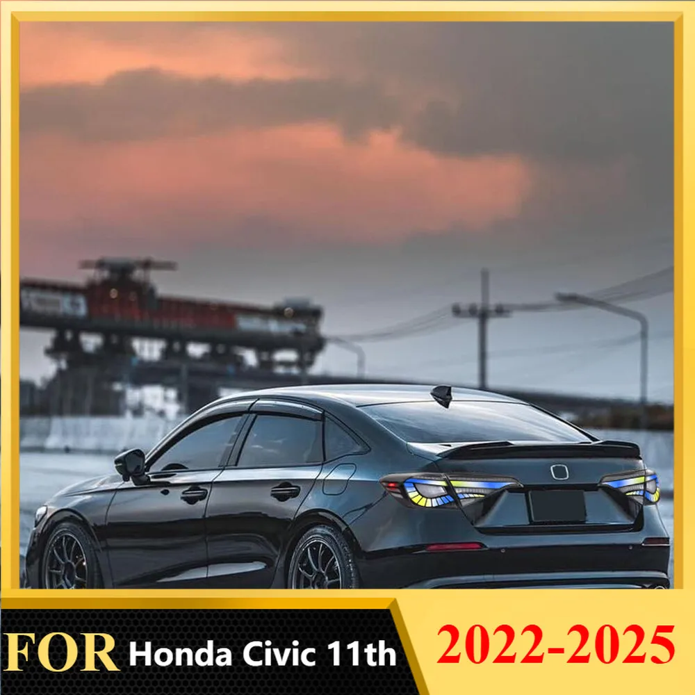 For Honda Civic 11th Gen Sedan 2022-2025 RGB LED Tail Lights Assembly Pair Multi Color Rear Lamps Custom Dynamic