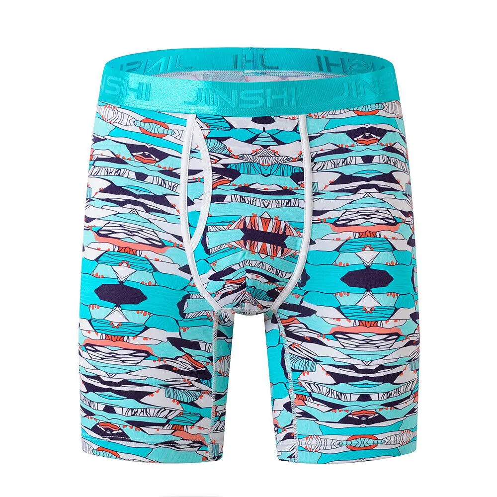 

Zonbailon Men's Comfortable Soft Long Boxer Briefs Printing Bamboo Big And Tall Underwear