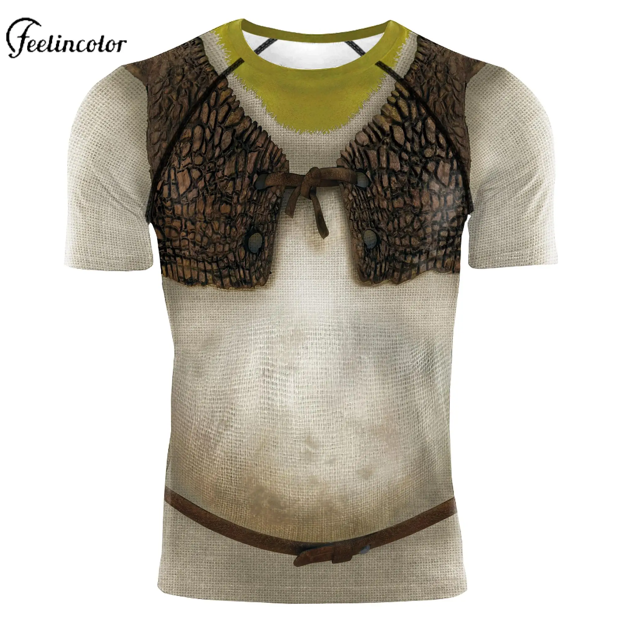 

Men's Halloween Movie Cosplay T-shirt Green Monster Short Sleeve Compression Shirt Summer 3D Print Tops Quick Dry Gym Clothing