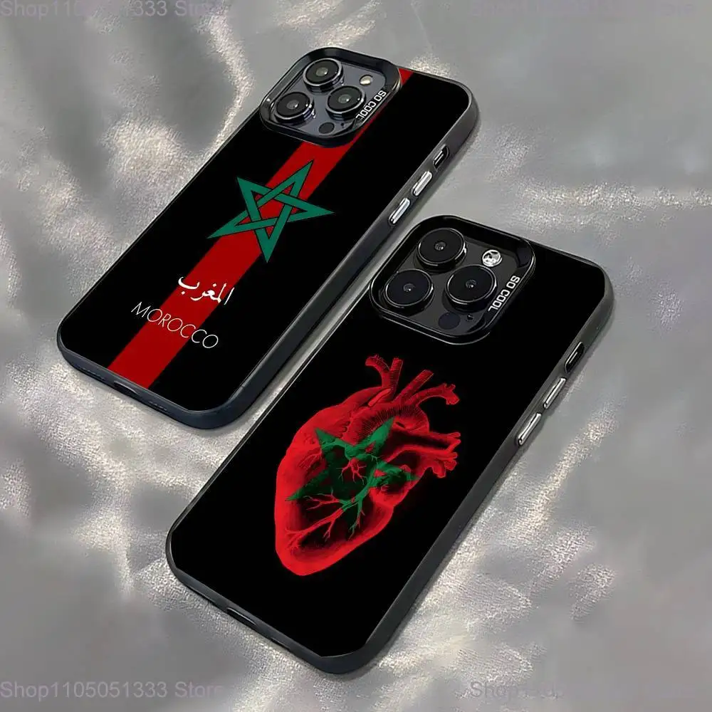 

Morocco Flag Phone Case For iPhone 16,15,14,13,12,11,Pro,XS,Max,Plus,Mini,SE Black Candy Matte Shockproof Cover