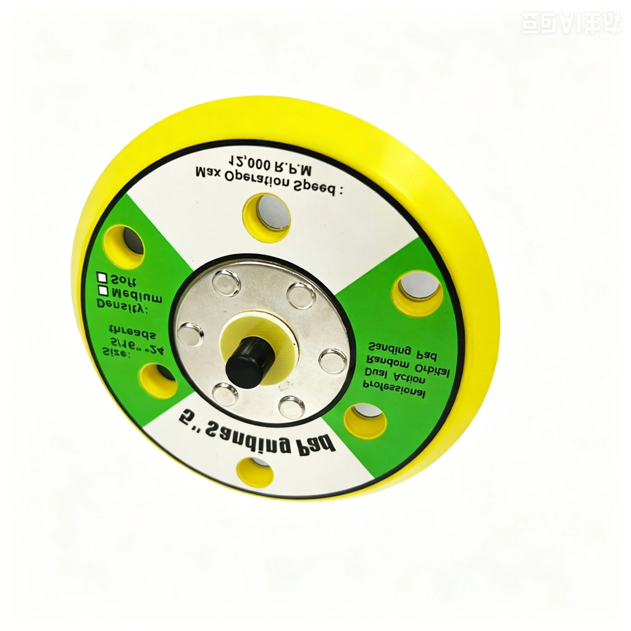 5 Inch Diameter Air Powered Polishing Disc with 6 Mounting Holes and Polyurethane Leather Backing for Metal and Wood