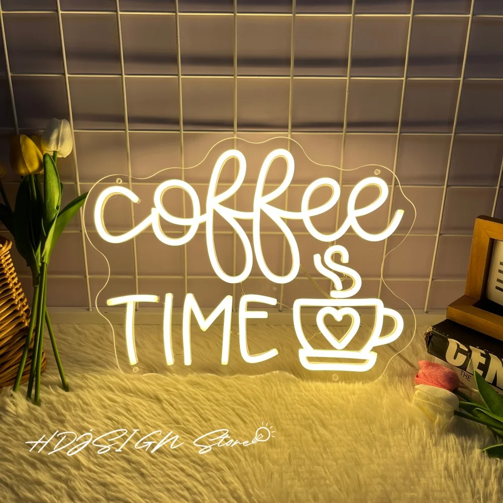 Coffee Time Neon Sign Led Light Cafe Shop Led Sign Coffee Neon Lighting Home Bar Shop Room Decor Cafe Signs Led Decoration