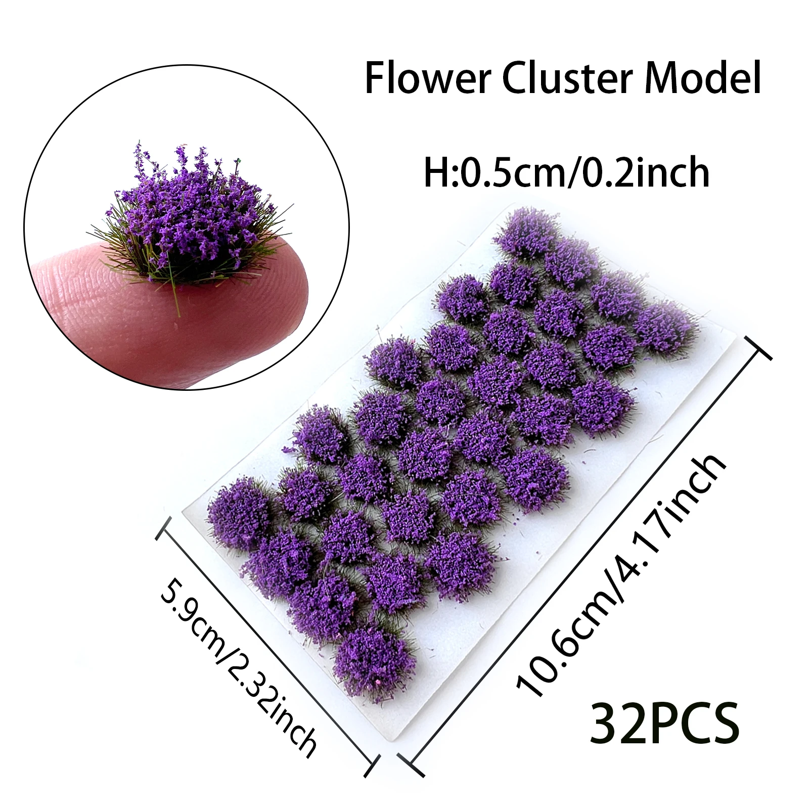 32 Buah Kelompok Bunga Miniatur 5Mm-Aksesori Diorama DIY untuk Permainan Model Kereta Api