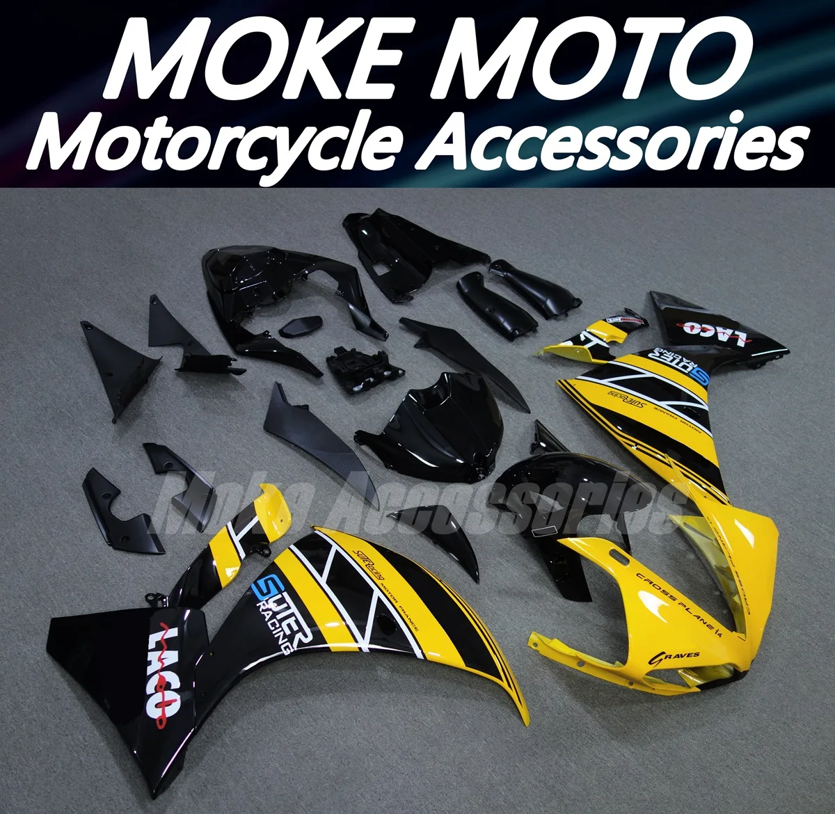 

Комплект обтекателей для YZF R1 2009-2011, высококачественный комплект кузовных деталей из АБС-пластика, желто-черный, LACO