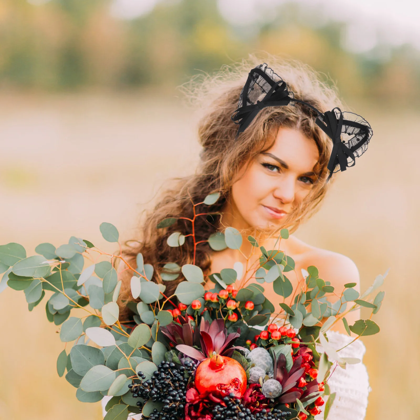 

1Pcs Cat Ear Hair Hoop Black Net Yarn Lace Stylish Headband Party Costume Cosplay Festival Performance Hair Accessory