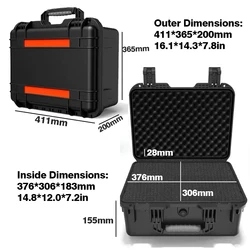 1pc Hard Carry Tool Case Bag Waterproof Hard Case Tool Box Storage Box Equipment Instrument Tool box Hardware Portable Toolbox