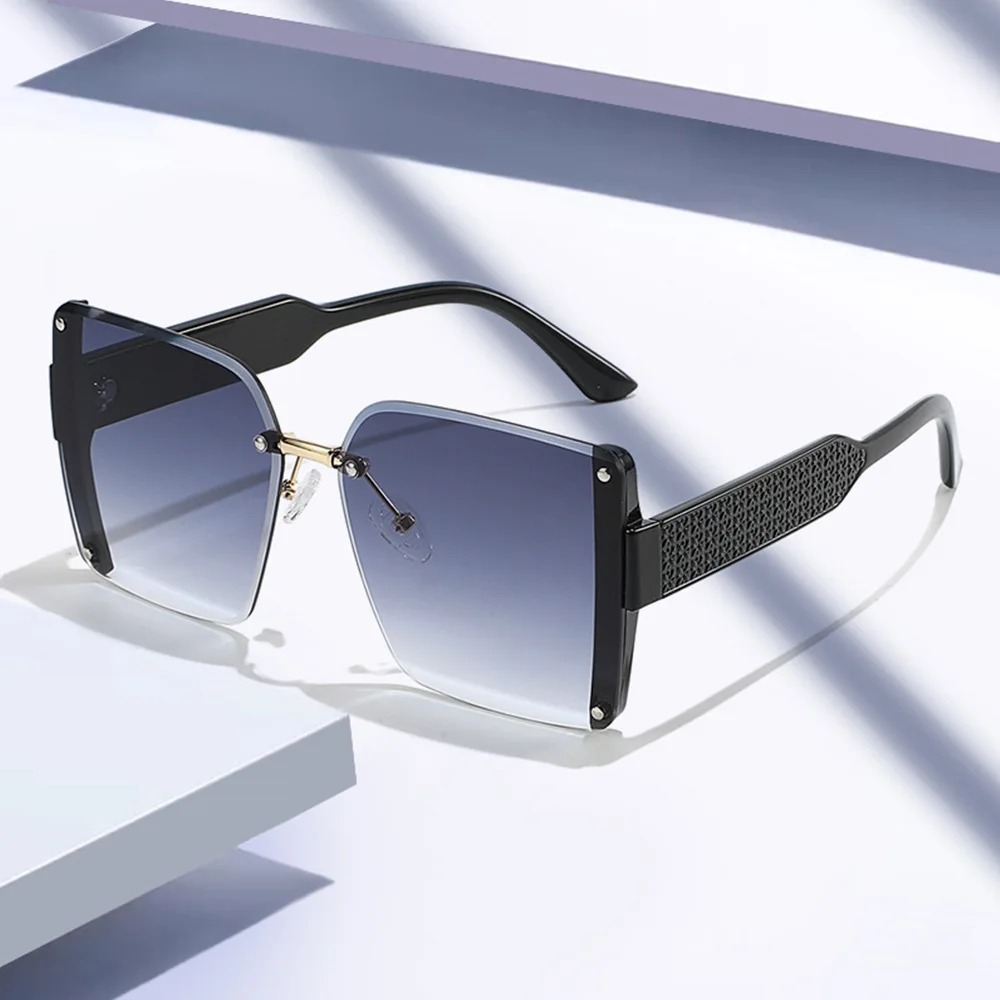 

Rimless Square Sunglasses For Men Women Brand Design Luxury Gradient Lens UV400 Sun Glasses Classic Vintage Unisex Eyewear