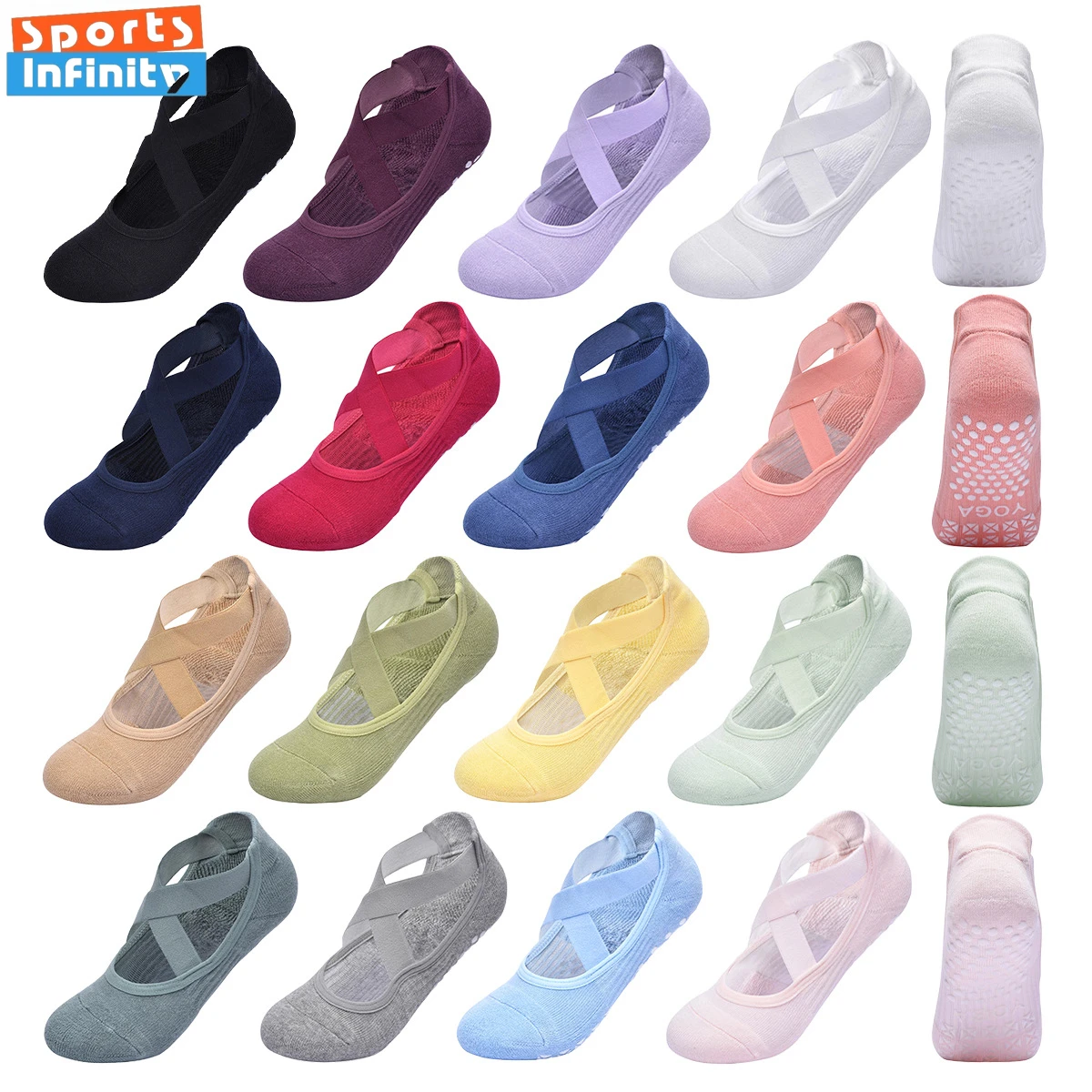 Ladies' Towels Bottom Cross Straps Yoga Socks Women Ballet Dance Fitness Sports Socks Anti Slip Professional Pilates Socks Woman