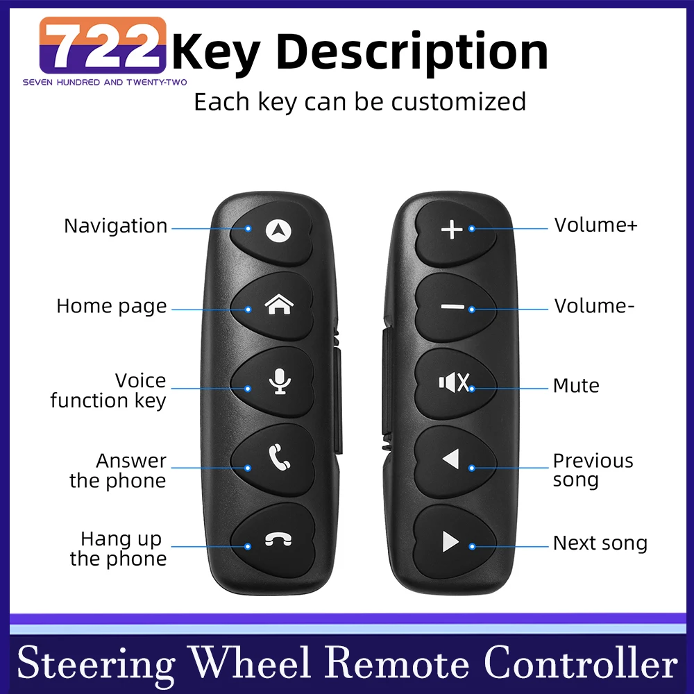 10 Keys Car Wireless Steering Wheel Control Button For Car Radio DVD GPS Multimedia Navigation Bluetooth-compatible Equipment