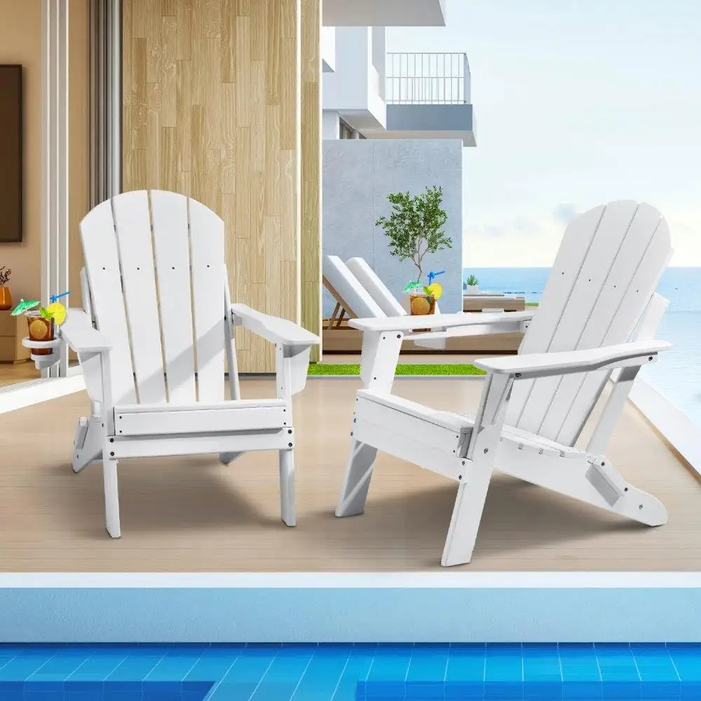 

Durable Plastic Folding Fire Pit Set of 2 All-Weather White Design
