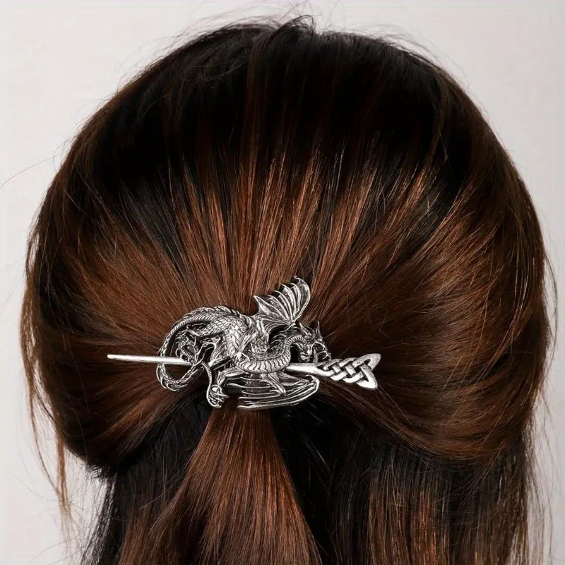 1PC Punk-Stil Vintage Viking Flying Dragon Legierung Haarnadel Musik Festival Party Rollenspiel Modische personalisierte Kopfbedeckung – Detail 2