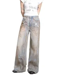 2024 Spring Summer Trend Pants Jeans Woman High Waist Y2k Straight Baggy Fashion Design Loose high street wide pants