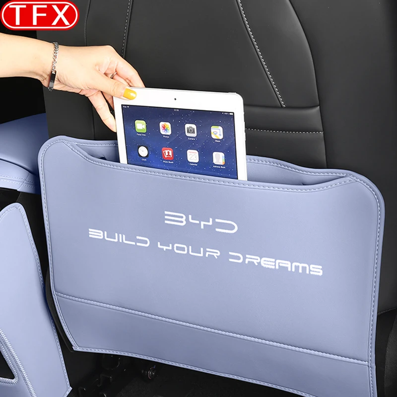 Per BYD Seal ATTO 4 2024 2023 Car Styling PU Leather Anti Kick Mat Pad Anti-kick Protector Mats Seat Back Protector accessori