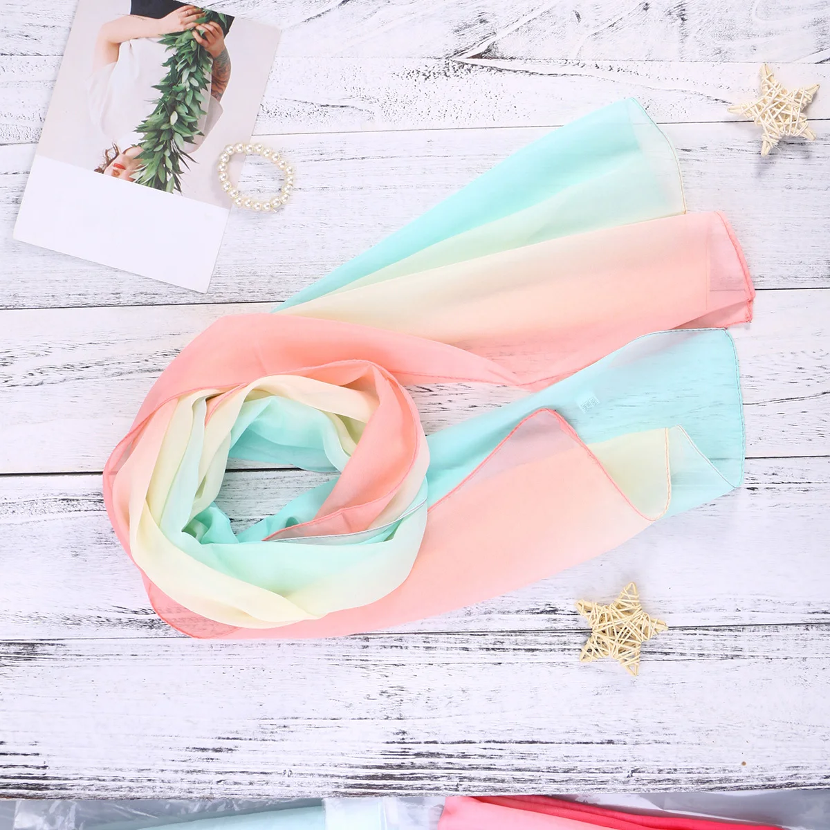 

Gradient Color For Women Elegant Lightweight Chiffon Beach Wrap Shawl Pink White Suitable For Casual Formal Occasions