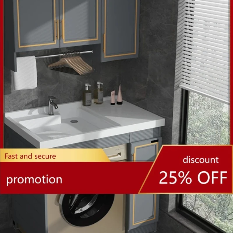 Alumimum Washing Machine All-in-One Cabinet Balcony Ark Combination Wash Basin with Washboard Wash Basin Simple Modern