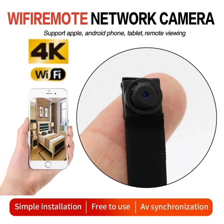 Mini câmera sem fio portátil, IP Micro Camcorde, Módulo De Gravação De Vídeo, Visão Remota, Módulo De Câmera P2P, WiFi, HD, 4K, 1080P