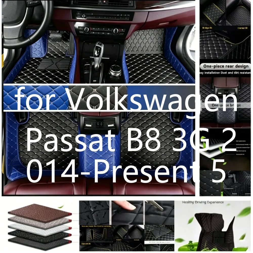 3D-gescannte, maßgefertigte Autofußmatten für Volkswagen Passat B8 3G 2014-heute, 5-Sitzer, hohe Kante, wasserdicht, rutschfest, perfekte Passform, Allwetter, Komplettset, Auto-Fußmatten.
