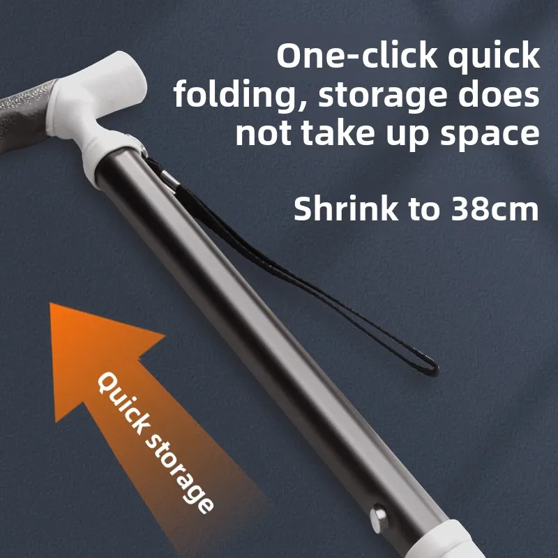 Ultra Light Portable Telescopic Walking Cane for Elderly, Anti Slip Adjustable Dual Use Trekking Hiking Stick Mobility Aid