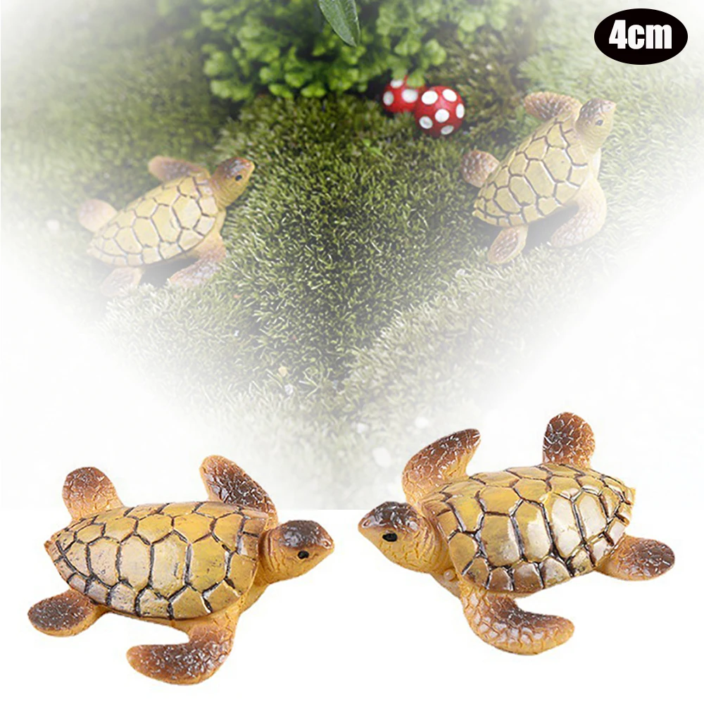 4cm Mini Sea Turtle Model Aquarium Fish Tank Fairy Garden Miniature Landscape Decoration Accessories Resin Moss Bonsai Ornament