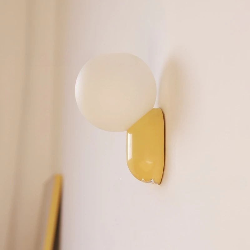 Macaron Cream Style Glass Ball Wall Lamps Nordic Children's Room Bedroom Bedside Night Wall Light Study Parlor Indoor Decoration