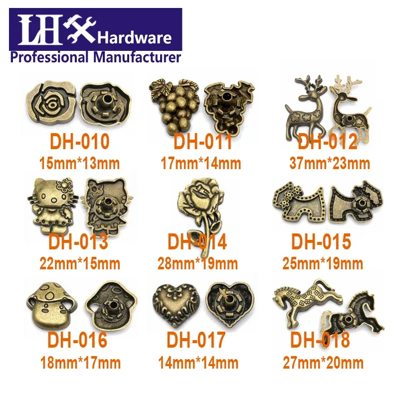 Rose DIY Handbag Cloth Crafts Accessories 10pcs/lot Vintage Bronze Color Zinc Alloy Snap Button Hardware I