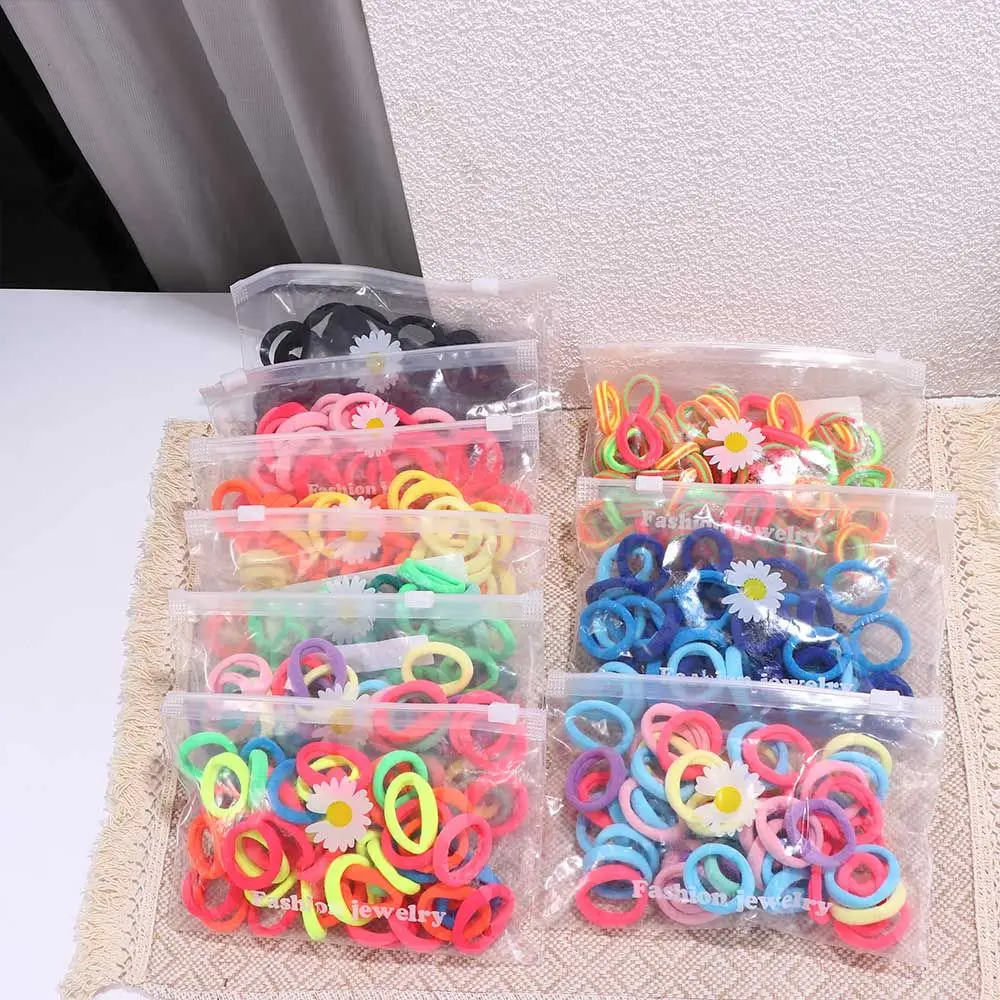 50pcs/set Girls Colorful Nylon Small Elastic Hair Bands Children Ponytail Holder Scrunchie Headband Kids Hair Accessories