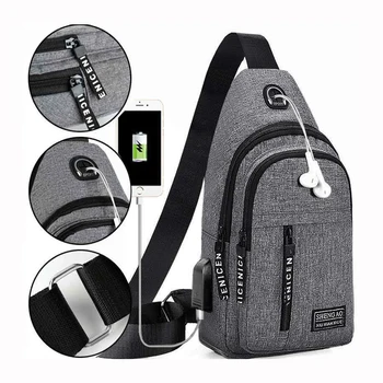 Reishandtassen voor heren Multifunctionele USB-borsttas Designer Messenger Crossbody-tassen Waterdichte schoudertas Sportrugzak