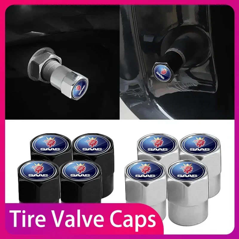 

New 4Pcs Car Wheel Tire Valve Caps Air Stem Covers Accessories For SAAB Scania 93 95 9000 900 9-4X 9-2X 9-X 600 99 97 Monster