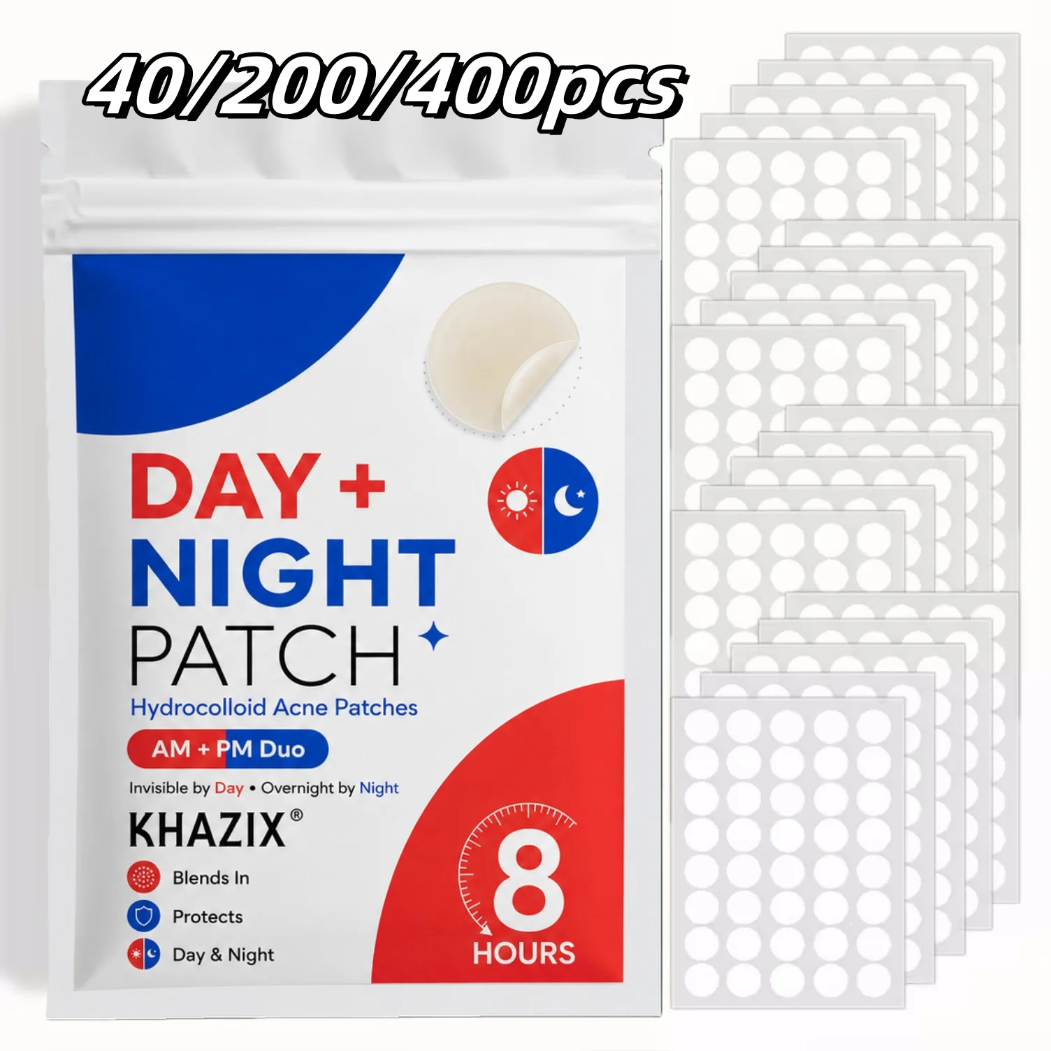 Hydrocolloid Acne Pimple Patches, Clear Spot Stickers for Face, Fast-Acting Zit Covers for Day & Night Skin Care