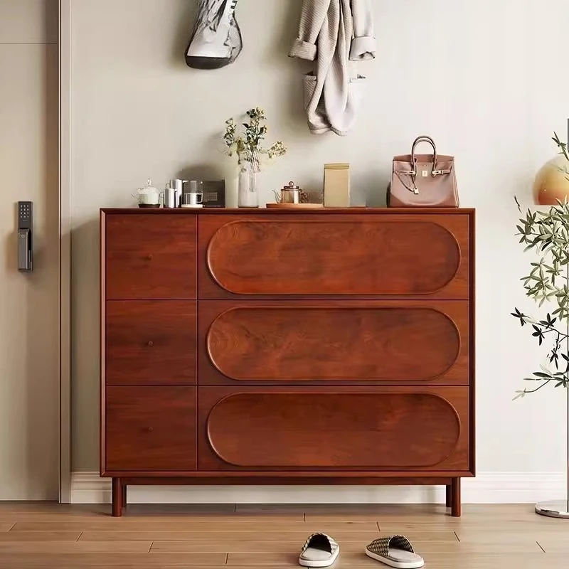 Tipping bucket shoe cabinet, ultra-thin household simple door modern retro entrance combination shoe cabinet