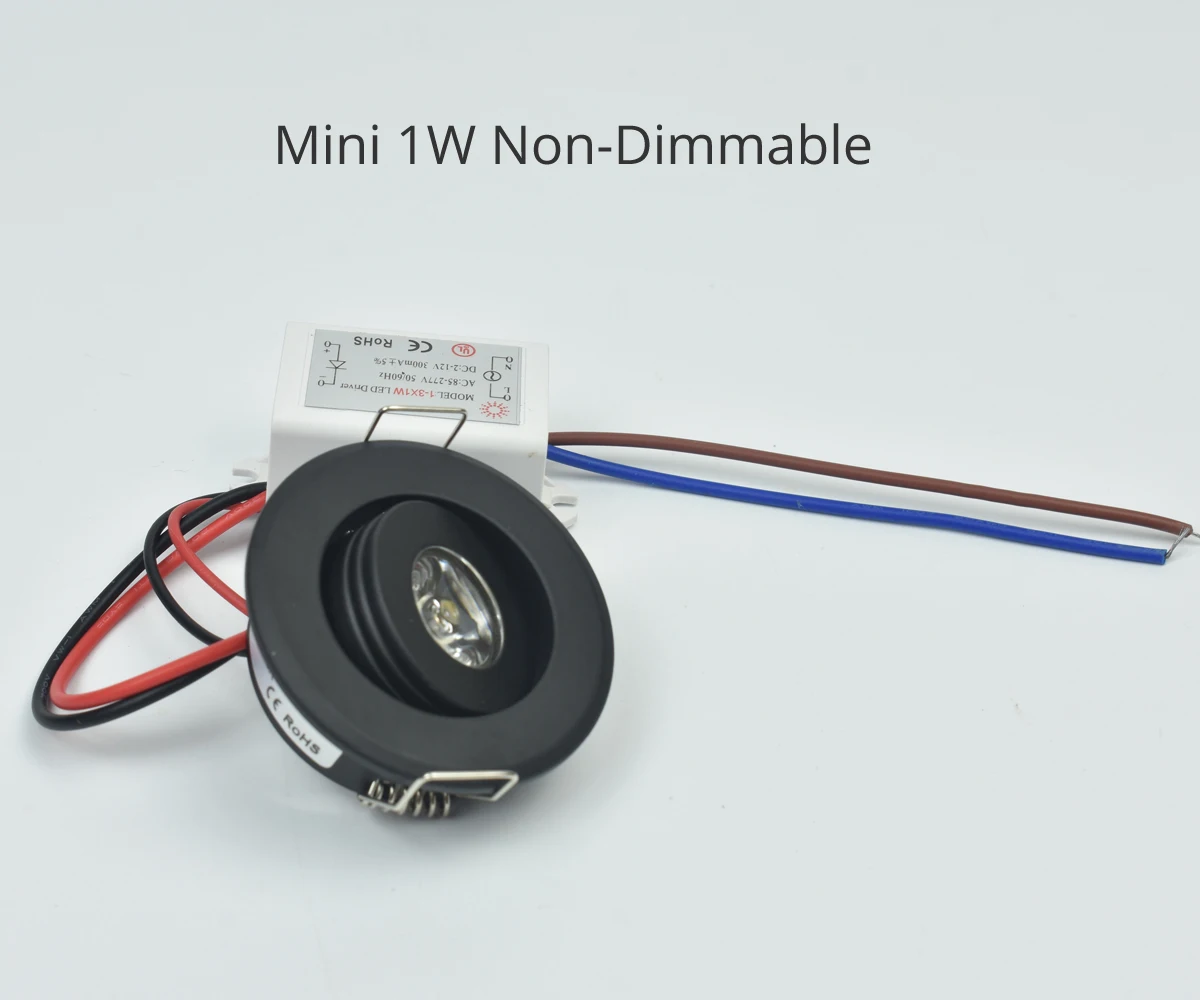 10Pcs Mini 1W Cob 3W Zwarte Afwerking Led Downlight Inbouwspot Plafondlamp Cut 40-45mm Volledige Aluminium