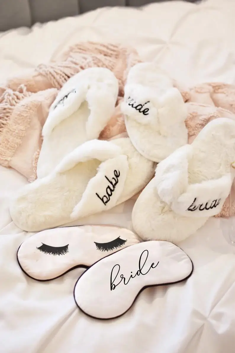 Wedding Slippers Bride Slipper Bridal Shower Gift Cute Bride to Be Gifts Wedding Gift for Bride Getting Ready Honeymoon Gifts