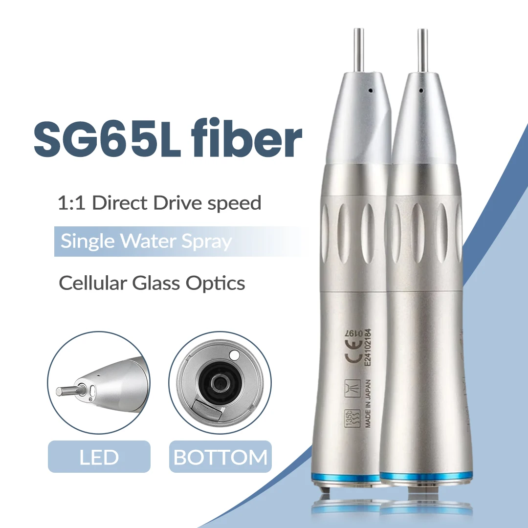 Dental 1:1 Low Speed Handpiece Optic Fiber Straight Surgical Handpiece for NSK TiMax X65L SG65L Precision Dentistry E Type Motor