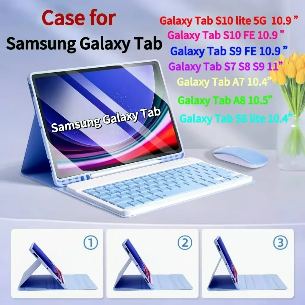 

Case For Samsung Galaxy For s6 lite 10.4" /S7 S8 S9 11"/ S9 S10 FE10.9"/ A8 10.5"/ A7 10.4" Removable keyboard and tablet case