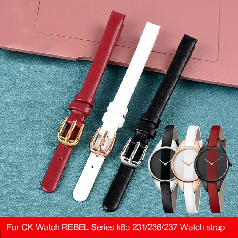 

Watchband For CK Watch Strap k43231 / 43232 / 43235 / 43236 Women's Genuine Leather Watch With 10mm Needle Buckle Bracelet