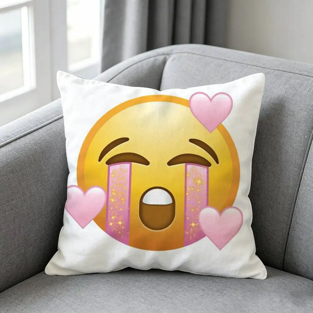 spring-g emojis-s Pillow cover Soft Microfiber Pillowcase Home Sofa Decor Surprise Decorative printed.
