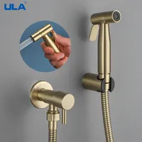 ULA Brushed Gold Douche Kit Hand Held Bidet Sprayer Stainless Steel Toilet Bidet faucet Shattaf Valve Jet Set hygienic shower