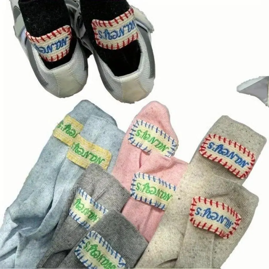 

5 пар мужских и женских модных носков средней длины, с нишевым дизайном ткани ручной работы с этикеткой, мягкие